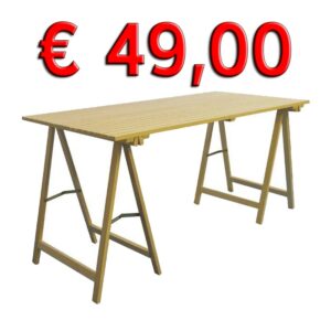 Tavolo con 2 cavalletti pieghevoli in legno di pinoLISOTTISHOP
